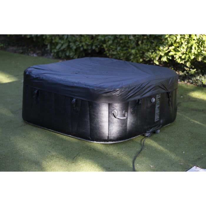 Spa gonflable avec bandeau LED SUNSPA - AC02-LED - 185 x 65 cm - 6 places - Carré (Avec filtre, cadenas, tapis de sol et SUNSPA