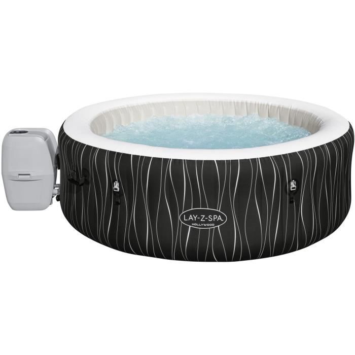 Spa gonflable BESTWAY - Lay-Z-Spa Hollywood - 196 x 66 cm - 4 a 6 places - Rond (Couverture cartouche diffuseur LED...)