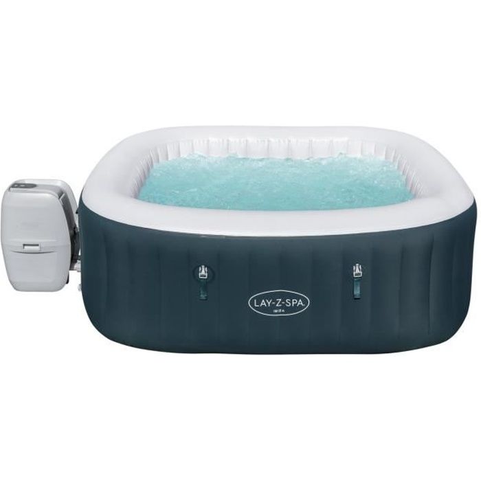 Spa gonflable BESTWAY - Lay-Z-Spa Ibiza Airjet - 180 x 180 x 66 cm - 4/6 places - Carré (+ couverture, cartouche, diffuseur) BESTWAY