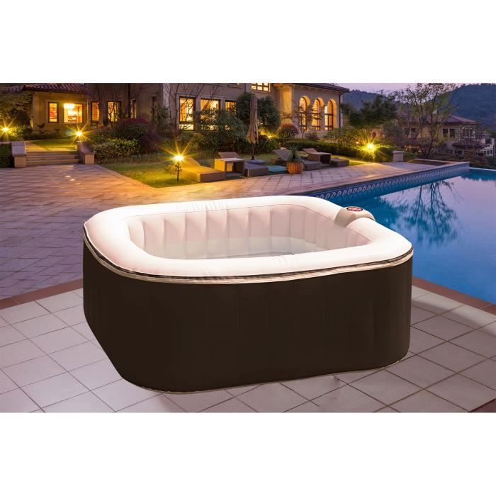 Spa gonflable SUNSPA - AC01 - 157 x 67 cm - 4 places - Carré (Livré avec filtre, cadenas, tapis de sol et couverture) SUNSPA