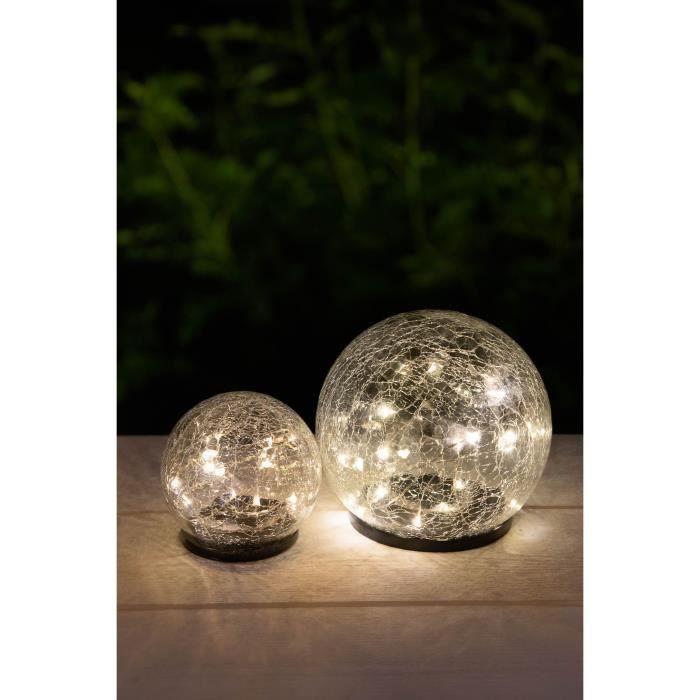 Sphere solaire GALIX - Effet verre brisé - Ø 10 cm - 15 LED blanches GALIX