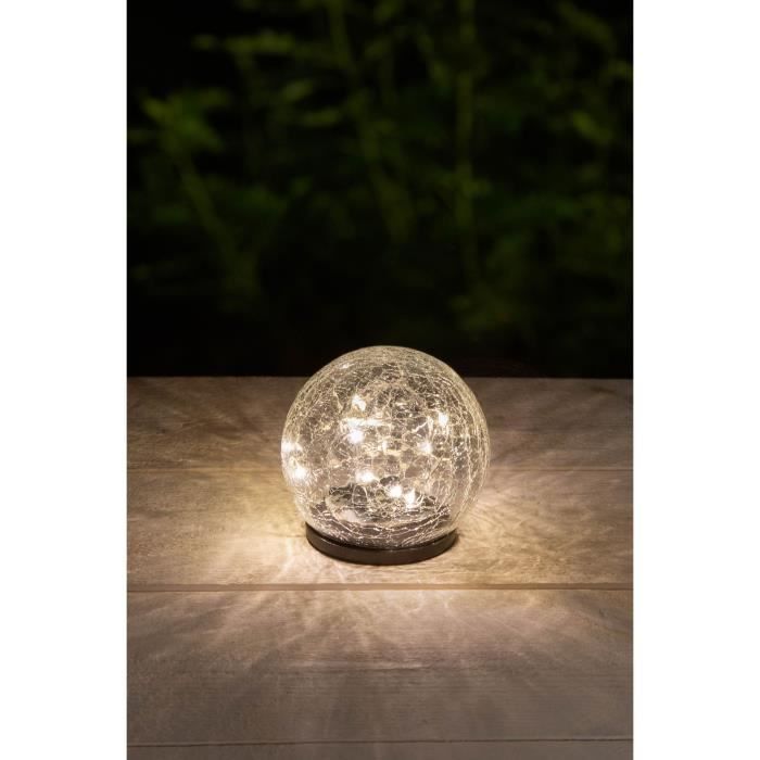 Sphere solaire GALIX - Effet verre brisé - Ø 10 cm - 15 LED blanches GALIX