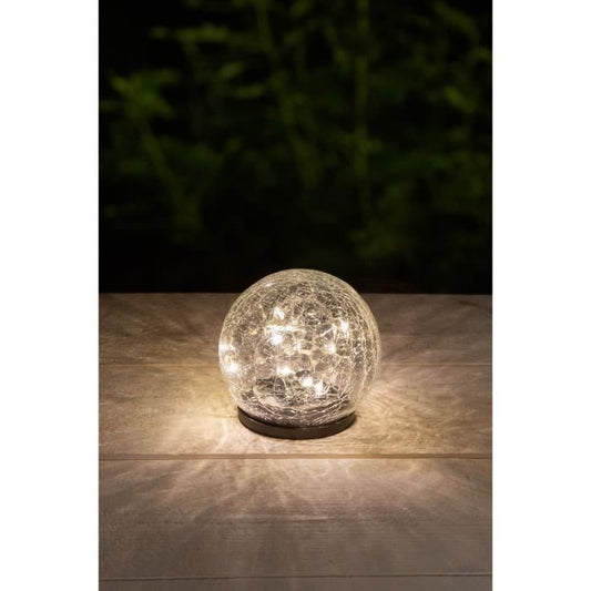 Sphere solaire GALIX - Effet verre brisé - Ø 10 cm - 15 LED blanches GALIX