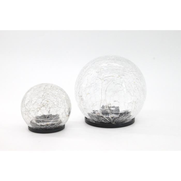 Sphere solaire GALIX - Effet verre brisé - Ø 10 cm - 15 LED blanches GALIX