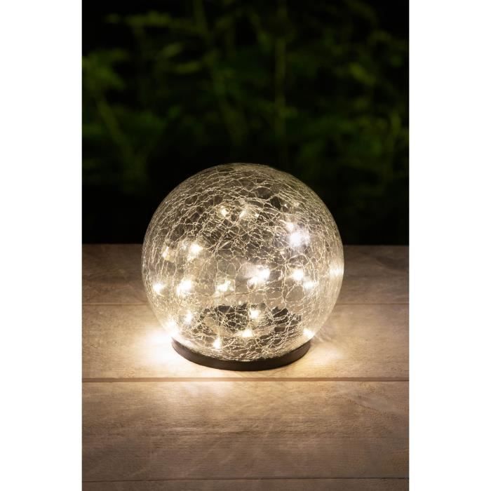 Sphere solaire GALIX - Effet verre brisé - Ø 15cm - 25 LED blanches GALIX