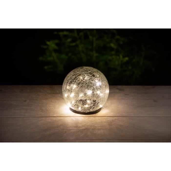 Sphere solaire GALIX - Effet verre brisé - Ø 15cm - 25 LED blanches GALIX