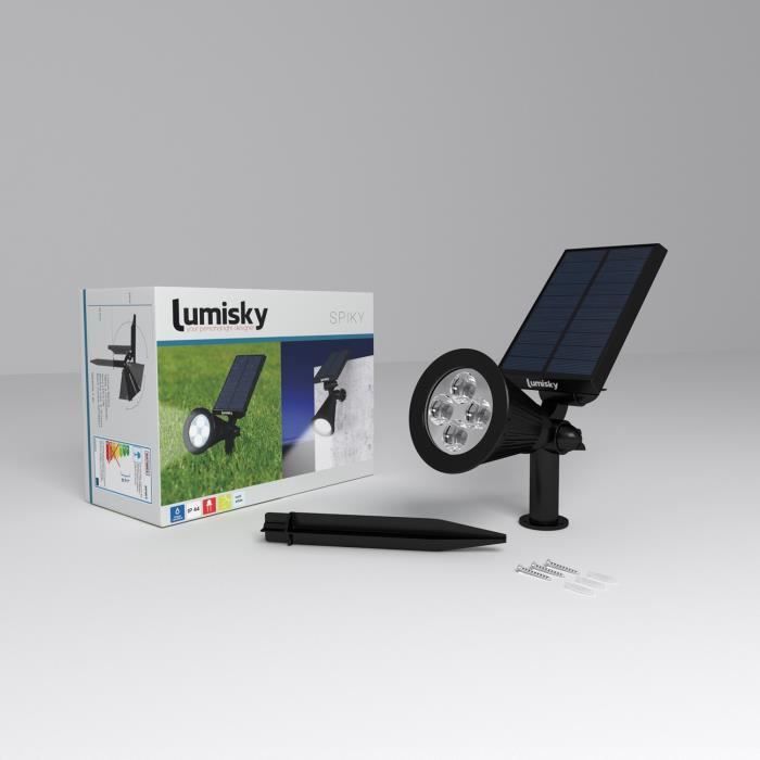 Spot solaire extérieur étanche - LUMISKY - 4 LEDs blanches - 200 Lm - Tete pivotante a 90°C LUMISKY