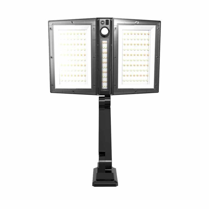 Spot solaire - LUMISKY - CLIPPER BLACK - 37 cm - 2 tetes noir - Détecteur de mouvement orientable - LED blanc LUMISKY