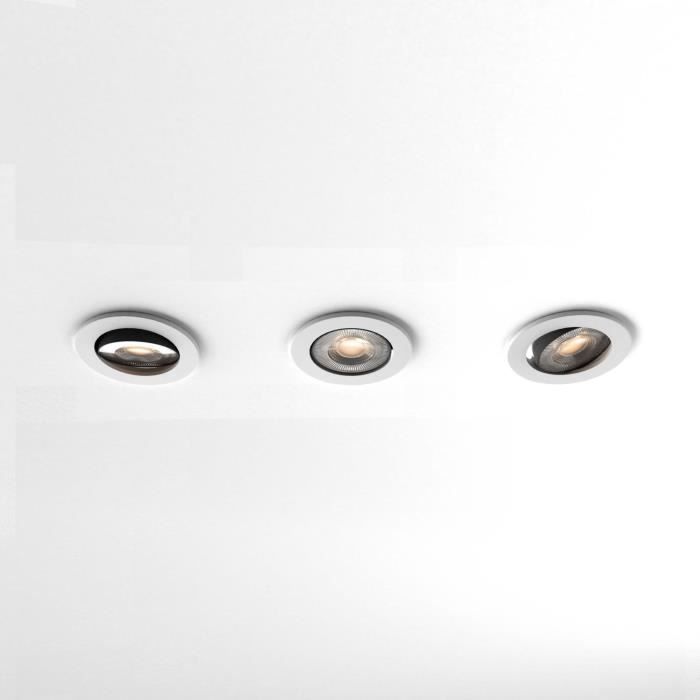 Spots encastrables LED - CALEX - SMART DOWNLIGHT - 5 W - 400 ml - 6500 K - Intensité variable - Pack de 3