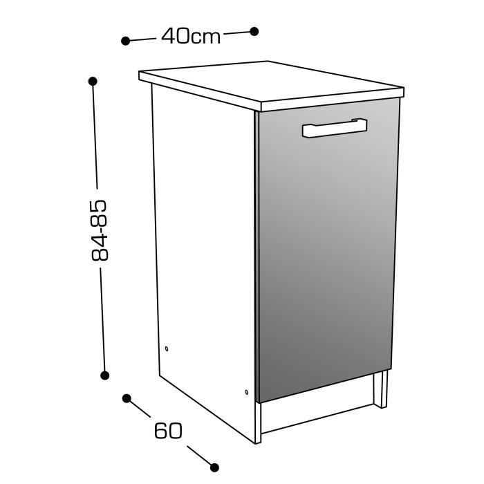 START Caisson bas de cuisine L 40 cm - Blanc brillant