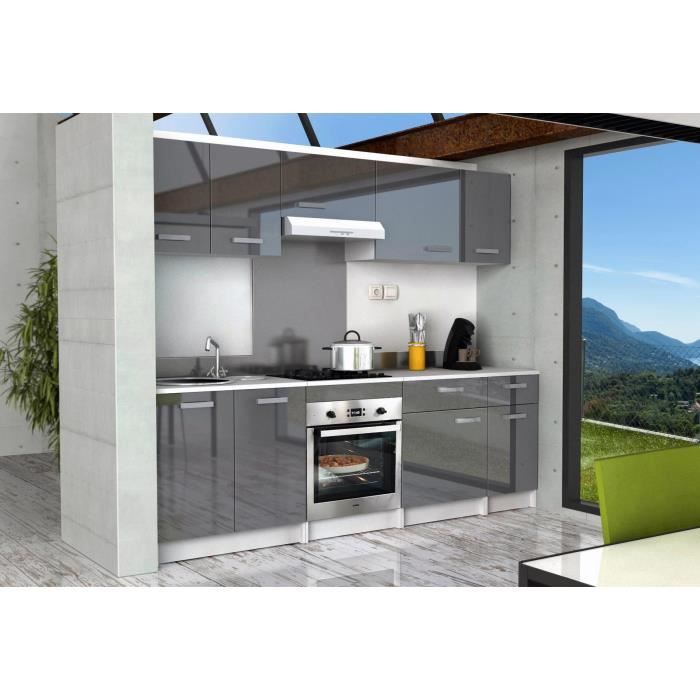 START Meuble bas de cuisine L 60 cm avec plan de travail inclus - Gris Brillant