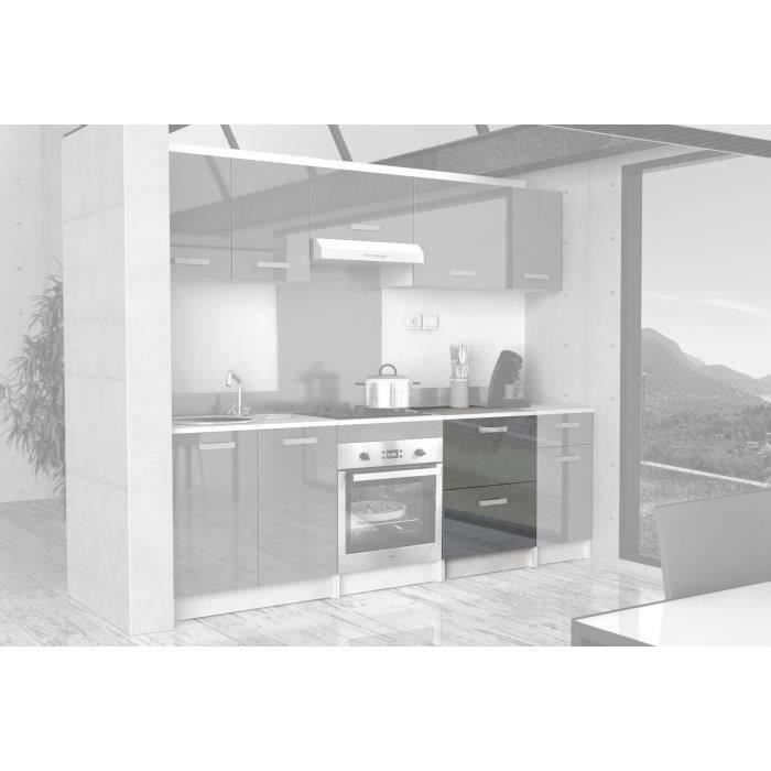 START Meuble bas de cuisine L 60 cm avec plan de travail inclus - Gris Brillant