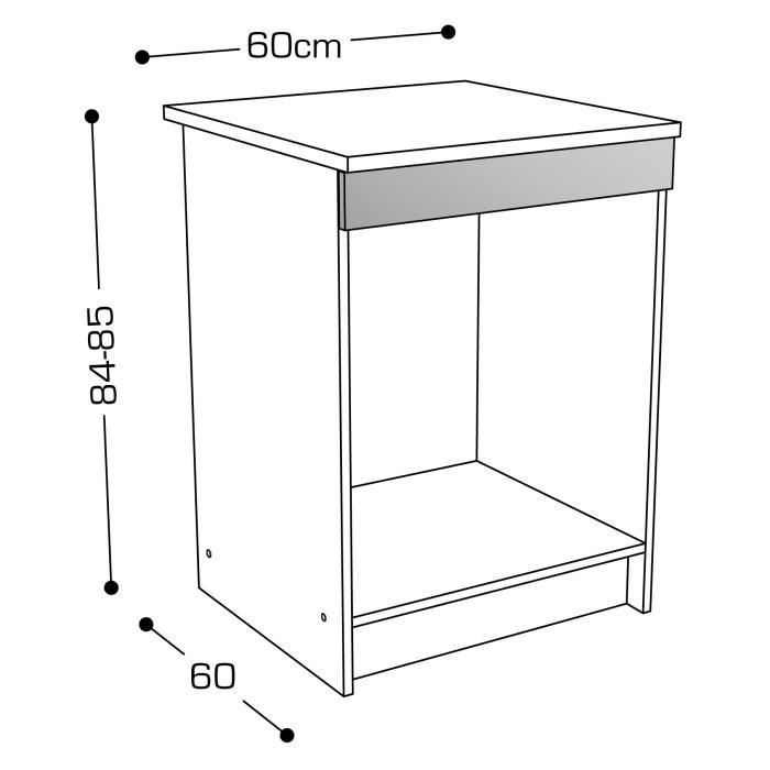 START Meuble bas de cuisine pour four l 60 cm avec plan de travail inclus - Blanc Brillant