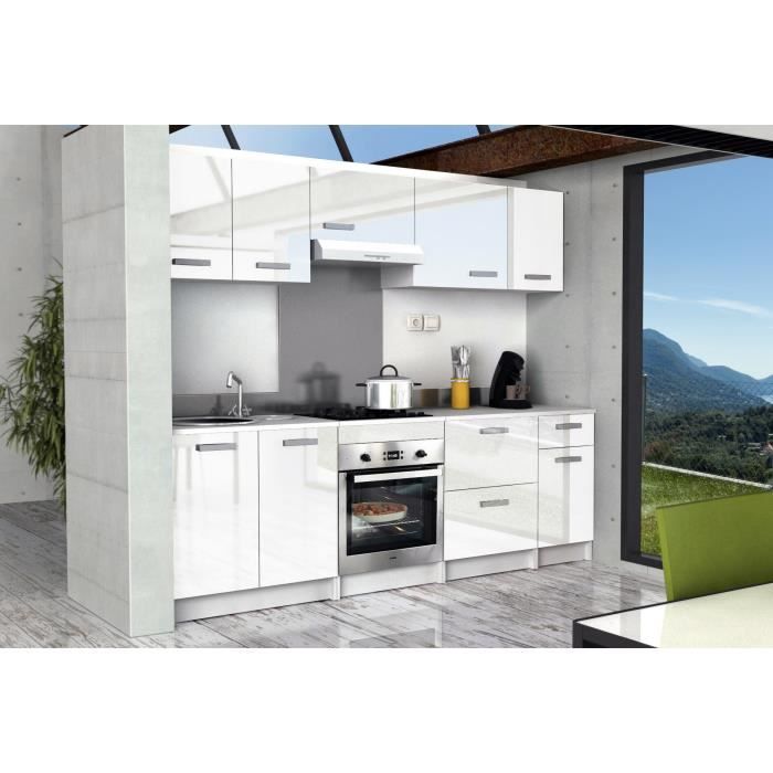 START Meuble bas de cuisine pour four l 60 cm avec plan de travail inclus - Blanc Brillant