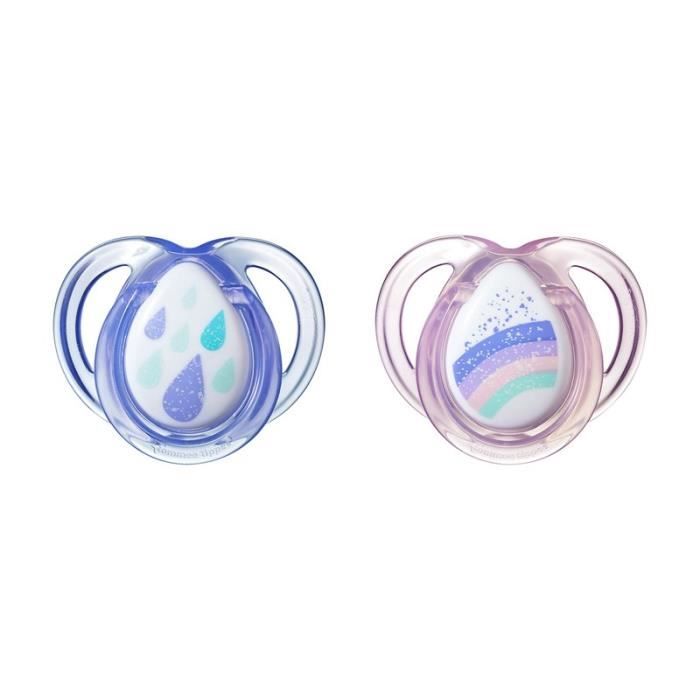 Sucette Tommee Tippee Anytime 0-6m Deux Pandas - Lot de 2 - Silicone - Bébé - Coloris aléatoire