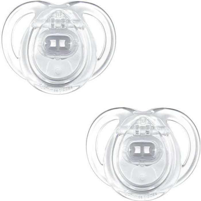 Sucette Tommee Tippee Anytime 0-6m Deux Pandas - Lot de 2 - Silicone - Bébé - Coloris aléatoire