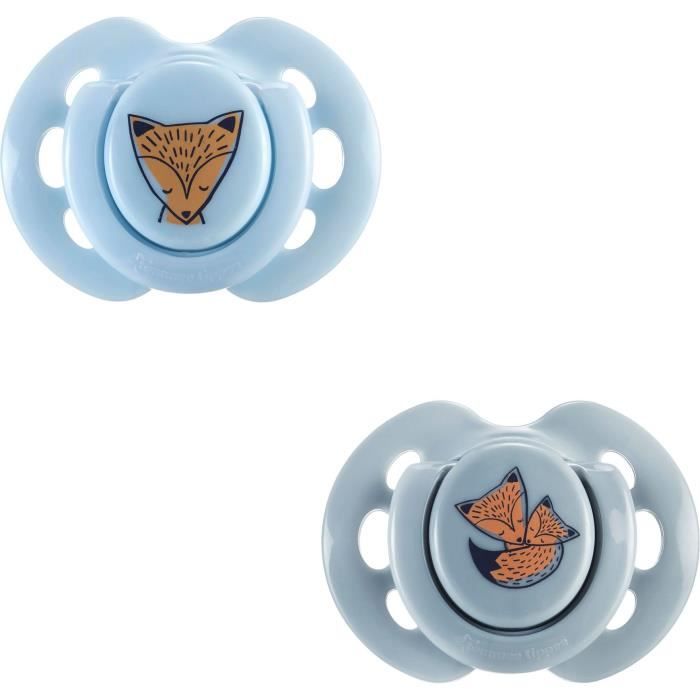 Sucette - TOMMEE TIPPEE - FUN - 0-6 mois - Lot de 2 sucettes symétriques sans BPA - Capsule de stérilisation