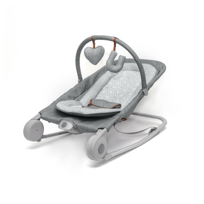 SUMMER INFANT Transat 2en1 transat a bascule pratique et portable jouets et vibrations apaisantes gris heather