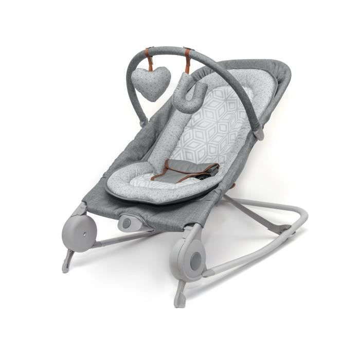 SUMMER INFANT Transat 2en1 transat a bascule pratique et portable jouets et vibrations apaisantes gris heather