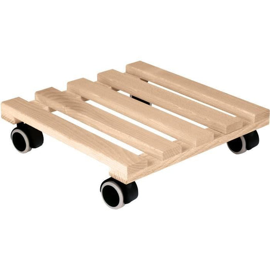 Support a roulettes carré en Bois - EDA PLASTIQUE - 40 x 40 cm - 4 roulettes EDA PLASTIQUE