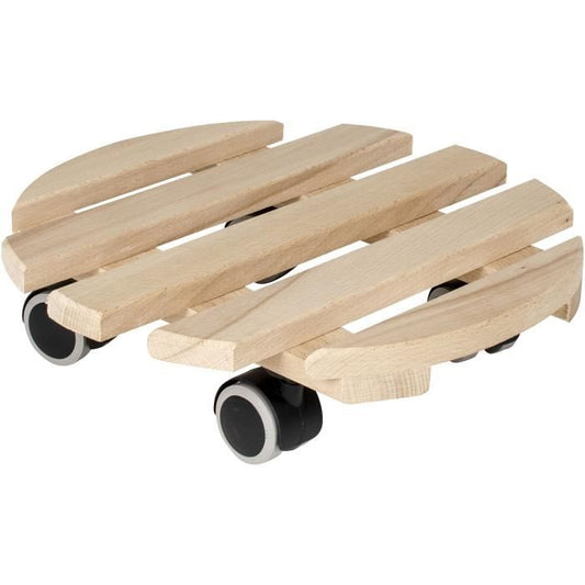 Support a Roulettes - EDA - Ø 30 cm en Bois de Hetre - 4 roulettes EDA PLASTIQUE