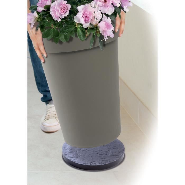 Support a roulettes - EDA PLASTIQUES - Ø 30 cm - Gris ardoise - Polypropylene - Plantes, petits arbustes EDA PLASTIQUE