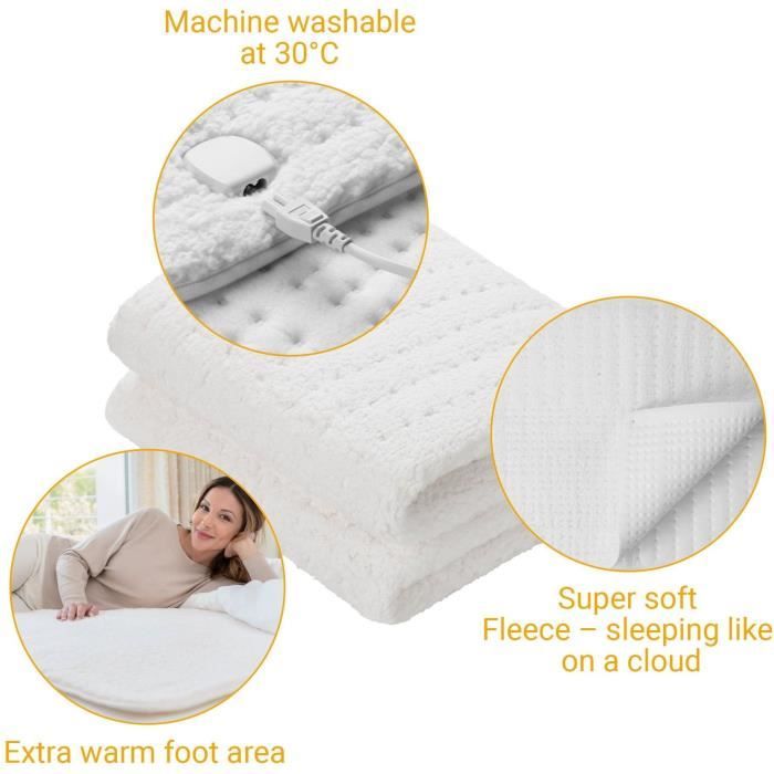 Surmatelas chauffant extra moelleux en polaire - MEDISANA - HU 672 - Chauffe-lit - 4 reglages - 3 minuteries - Lavable MEDISANA