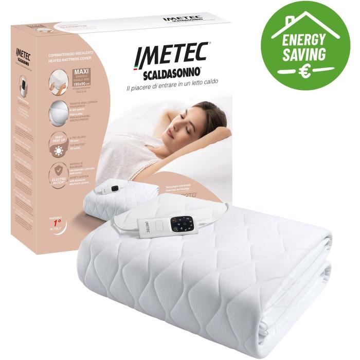 Surmatelas Chauffant - Imetec - 1 Place Adapto Maxi 195x90 cm - 6 Températures - Tissu Hypoallergénique - Température Constante IMETEC