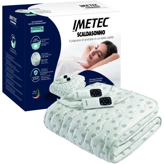 Surmatelas Chauffant - Imetec - 2 Places Adapto, 150x160 cm - 6 Températures Chauffage Rapide - 100% Coton - Température Constante IMETEC