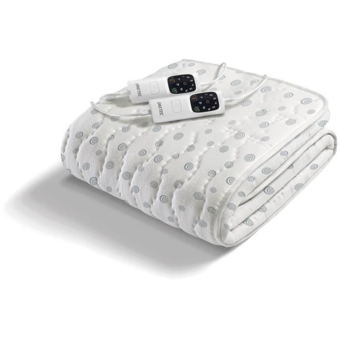 Surmatelas Chauffant - Imetec - 2 Places Adapto, 150x160 cm - 6 Températures Chauffage Rapide - 100% Coton - Température Constante IMETEC