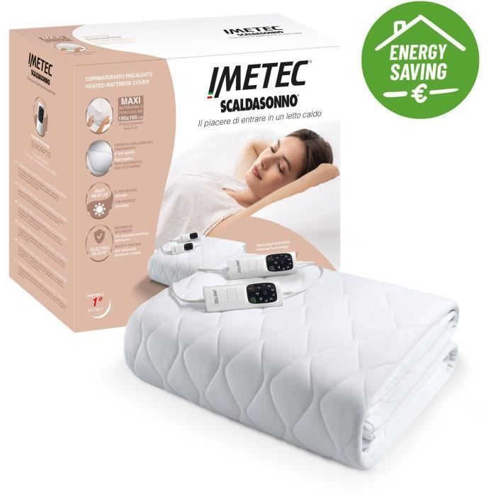 Surmatelas Chauffant - Imetec - 2 Places Adapto Maxi, 195x165 cm - 6 Températures - Tissu Hypoallergénique - Température Constante IMETEC