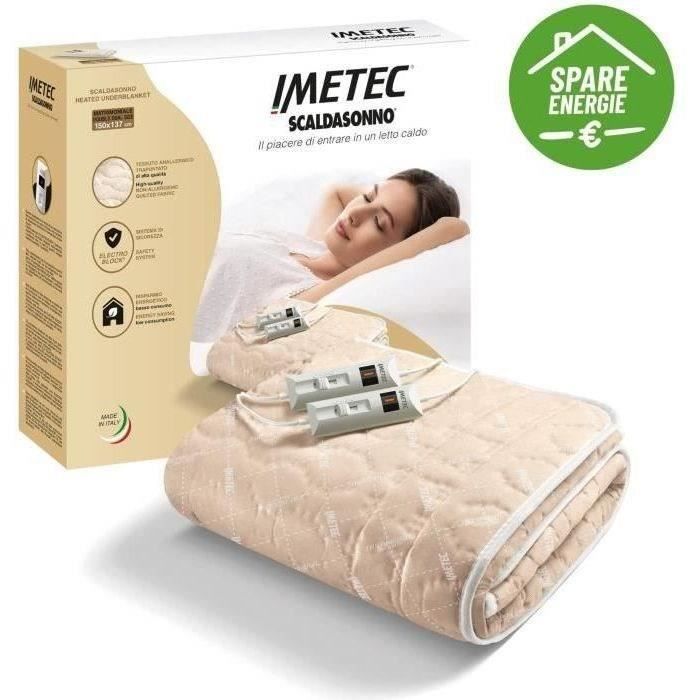 Surmatelas Chauffant - Imetec - Chauffe-lit Pour Lit Double 150 x 137 cm - 2 Commandes avec 2 Températures - Lavable IMETEC