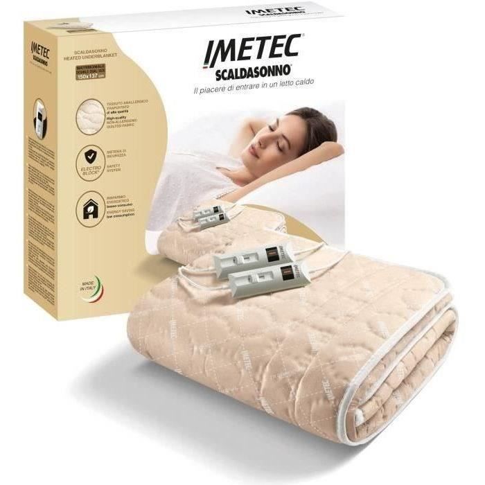 Surmatelas Chauffant - Imetec - Chauffe-lit Pour Lit Double 150 x 137 cm - 2 Commandes avec 2 Températures - Lavable IMETEC