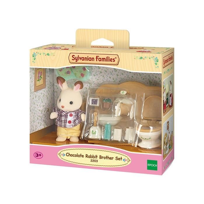 SYLVANIAN FAMILIES - 5015 - Frere Lapin Chocolat et Toilettes - Village - Mixte - 3 ans +