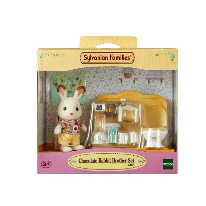 SYLVANIAN FAMILIES - 5015 - Frere Lapin Chocolat et Toilettes - Village - Mixte - 3 ans +