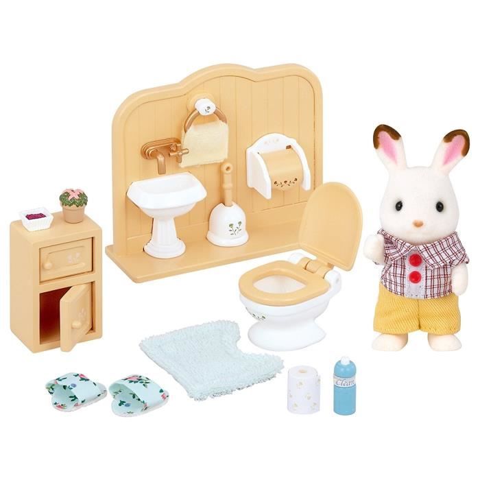 SYLVANIAN FAMILIES - 5015 - Frere Lapin Chocolat et Toilettes - Village - Mixte - 3 ans +