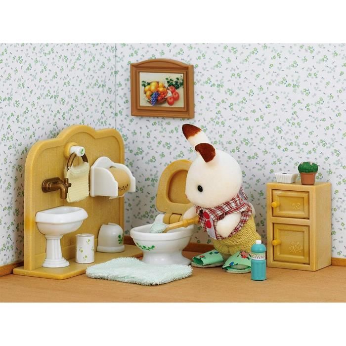 SYLVANIAN FAMILIES - 5015 - Frere Lapin Chocolat et Toilettes - Village - Mixte - 3 ans +