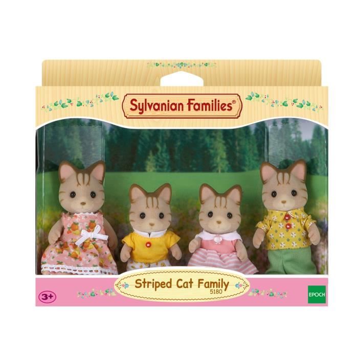 SYLVANIAN FAMILIES - 5180 - Famille Chat Tigre - Les Familles - Articulée et Habillée - A partir de 3 ans