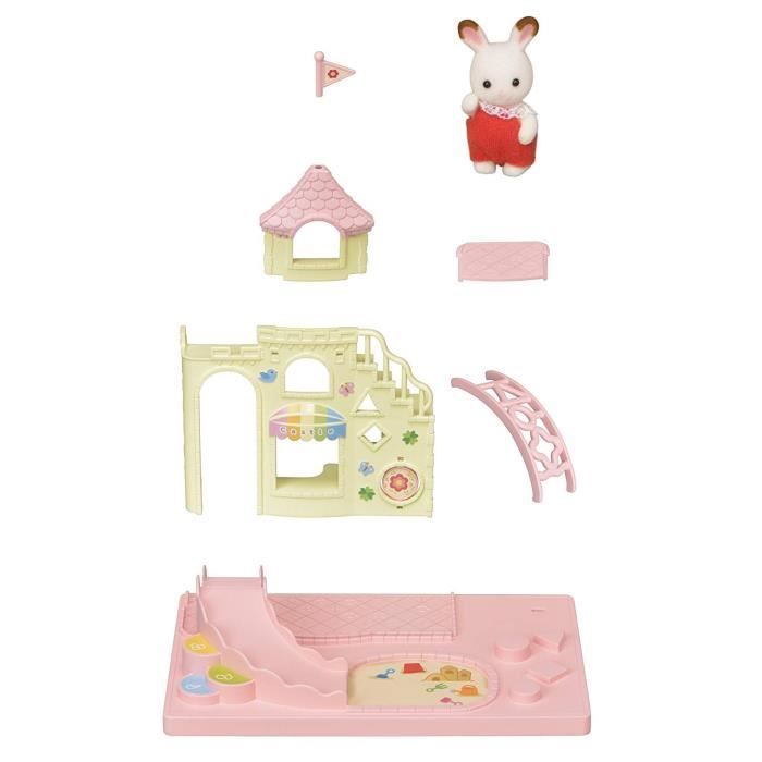 SYLVANIAN FAMILIES - 5319 - Le Château des Bébés - La Creche l’École - Bébé Lapin Chocolat - Mixte - 3 ans