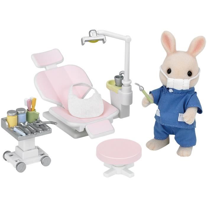 SYLVANIAN FAMILIES - Dentiste et Accessoires - Papa Lapin creme - 14 accessoires inclus