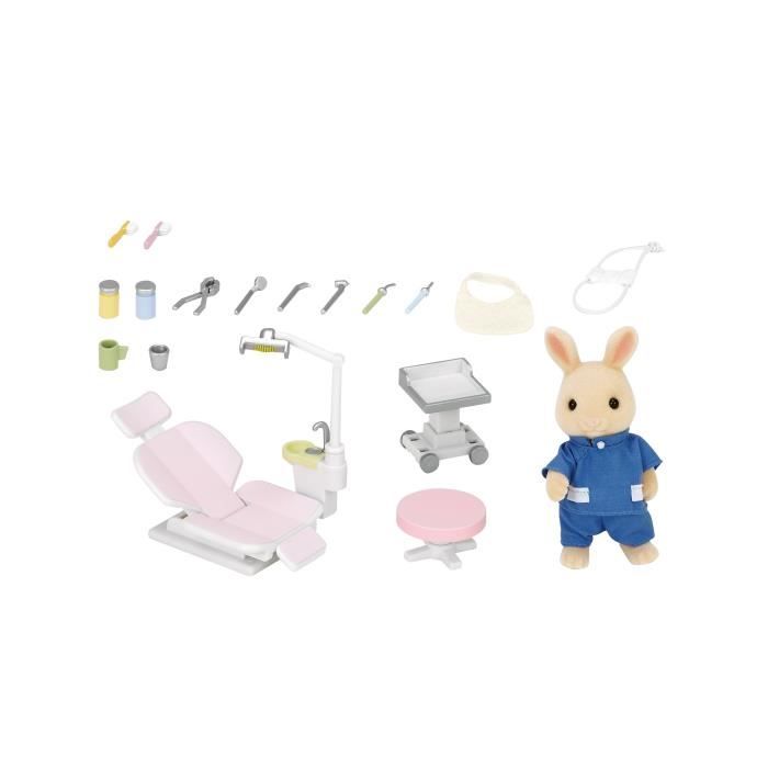 SYLVANIAN FAMILIES - Dentiste et Accessoires - Papa Lapin creme - 14 accessoires inclus