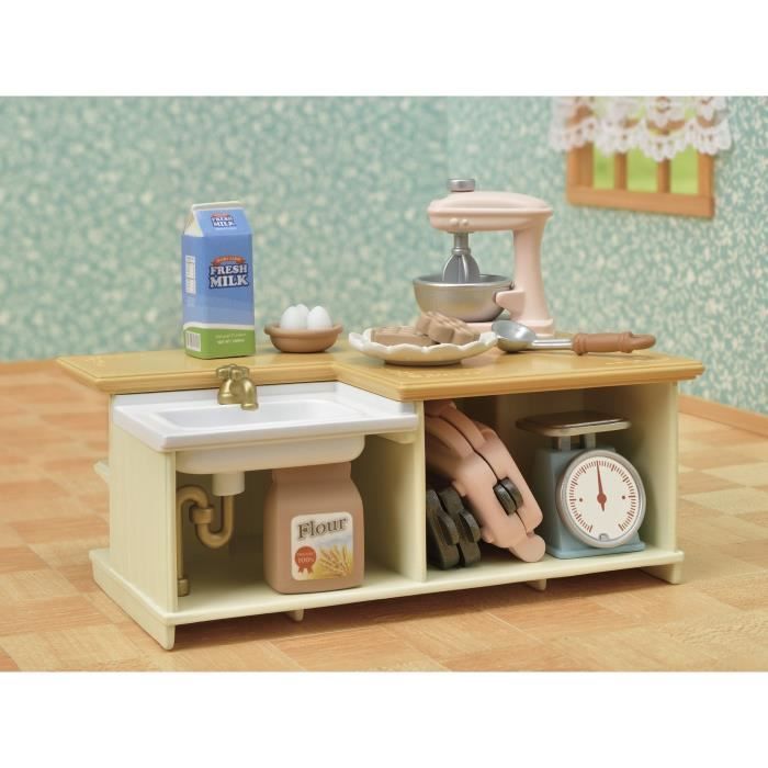 SYLVANIAN FAMILIES - Le meuble de cuisine et accessoires - Blanc - Chine - 3 ans