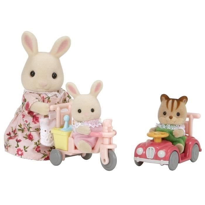 SYLVANIAN FAMILIES - TRICYCLE & MINI VOITURE BEBES - Jaune - Sets prets a jouer