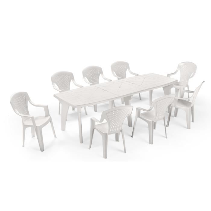 Table a rallonge - ARETA - LIPARI 2 - 180 x 250 x 90 cm - Blanc ARETA