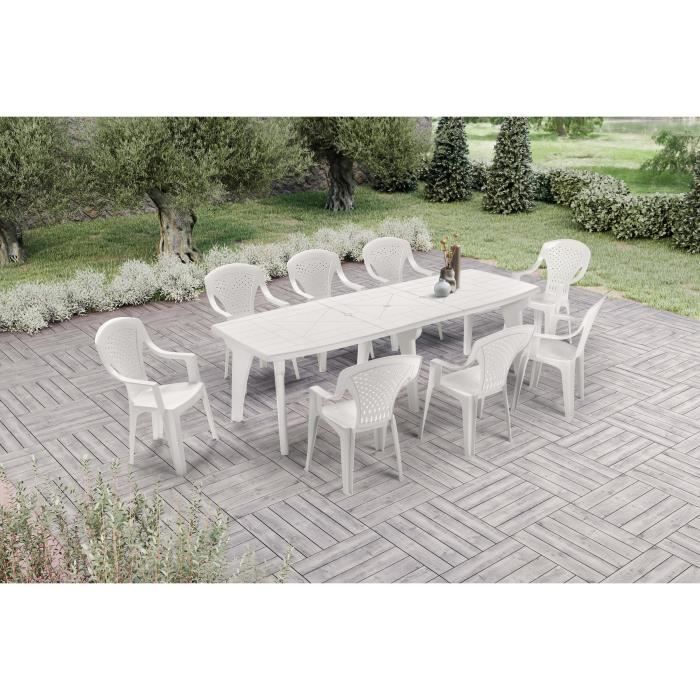 Table a rallonge - ARETA - LIPARI 2 - 180 x 250 x 90 cm - Blanc ARETA