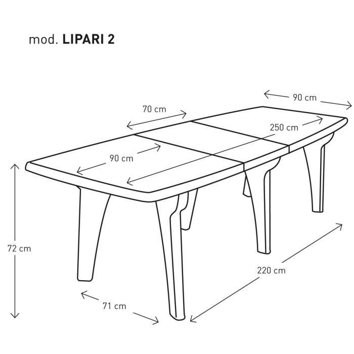 Table a rallonge - ARETA - LIPARI 2 - 180 x 250 x 90 cm - Blanc ARETA