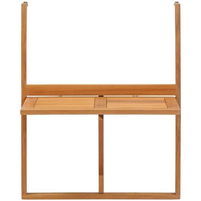 Table de balcon suspendue LILOU - Bois d'acacia FSC - Pliable - 60x44x80 cm AUCUNE