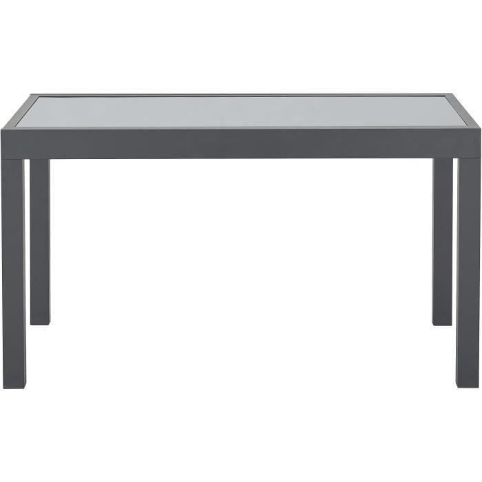 Table de jardin extensible rectangulaire 6 a 10 personnes - Structure aluminium - Plateau verre trempé - L 135-270 x H 75 x P 90 AUCUNE