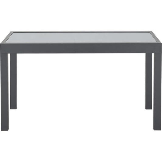 Table de jardin extensible rectangulaire 6 a 10 personnes - Structure aluminium - Plateau verre trempé - L 135-270 x H 75 x P 90 AUCUNE