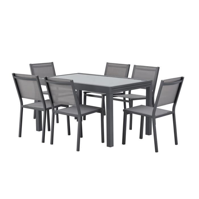 Table de jardin extensible rectangulaire 6 a 10 personnes - Structure aluminium - Plateau verre trempé - L 135-270 x H 75 x P 90 AUCUNE